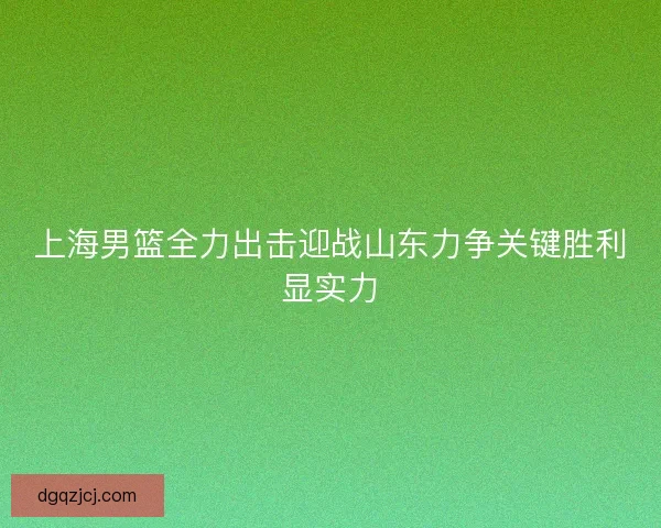 上海男篮全力出击迎战山东力争关键胜利显实力